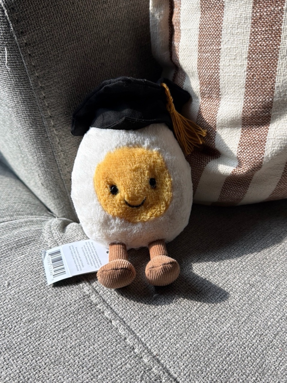 Jellycat Plush Graduation Egg Toy - White and Yellow